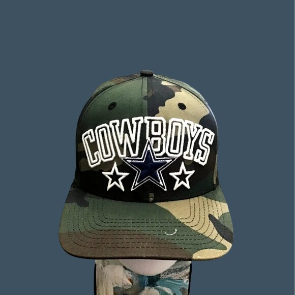 DALLAS COWBOYS MENS CAMO GREEN SNAP BACK HAT TEAM LOGO - Picture 1 of 7